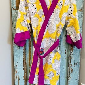 Lilka Anthropologie silk trim robe, bold colors, size S/M